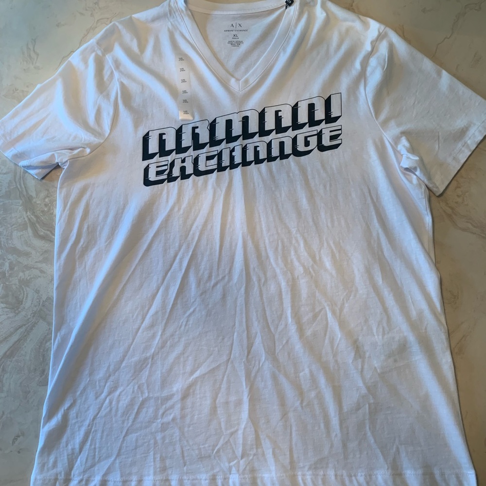 Armani Exchange Men’s V-Neck White Shirt US SZ XL